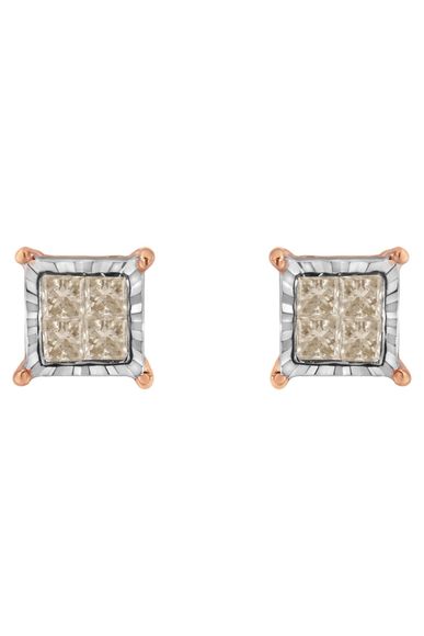 10K Two-Toned Princess-Cut Composite Diamond Earrings